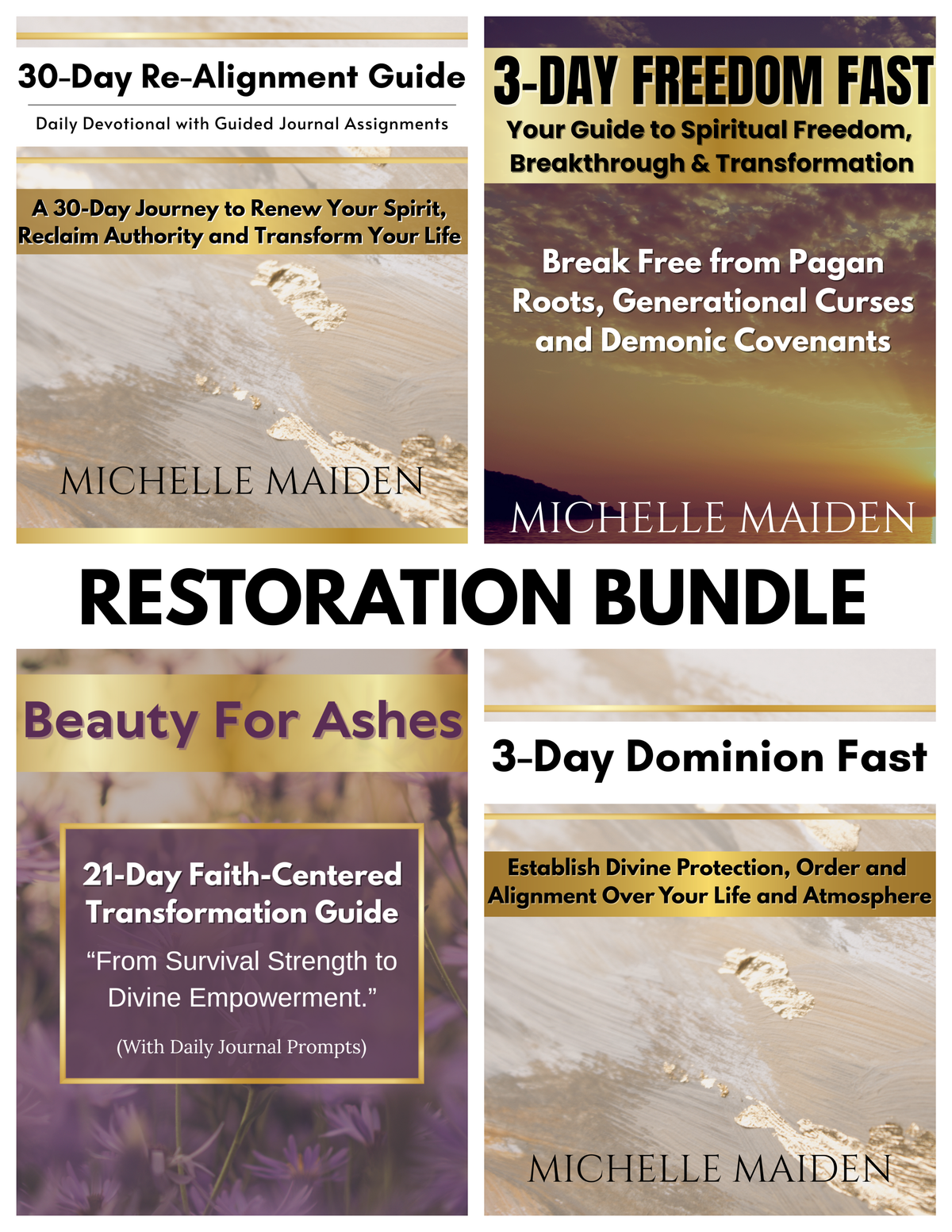 8-WEEK RESTORATION BUNDLE | 30-Day Re-Alignment Guide + 3-Day Freedom Fast + 21-Day Faith-Centered Transformation Guide + 3-Day Dominion Fast